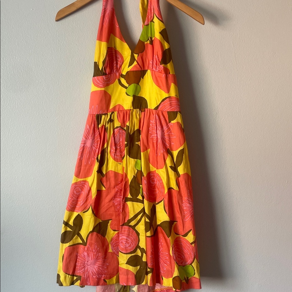 Trina Turk Colorful Floral Halter Dress Size 14 - Picture 3 of 13